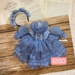 JANAYA ハンドメイド　幼SD服　おしゃれ蝶付きブルーワンピース　2点セット