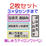 【送料無料】2枚セット★お名前 刺繍 3×9センチまで ゼッケン 体操着