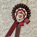 チョコカラーロゼットブローチ red【ワガママ百貨店コラボレーション作品】