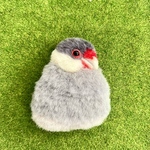 【受注制作】羊毛フェルト シルバー文鳥ブローチ