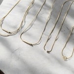 Tangle-Free 14kgc - 絡まらない - スエッジチェーンネックレス パール パイプ パイプネックレス 2連ネックレス 2連パイプネックレス ネックレス 華奢 パールネックレス