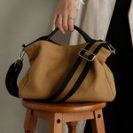 大人ナチュラルBAG【本革とキャンバスの組み合わせ】レザーハンドル　スクエア　2way　ショルダー
