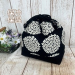 洗える 保冷保温 お弁当 巾着袋 紫陽花 帆布　黒色