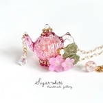 🫖🌸 Tea time 〜 てのひらお茶会 《 桜 》 ✵  3D ティーポット  ネックレス ペンダント ドライフラワー レジン 