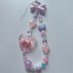 🌷୨ৎ🫧フラワーリボンストラップ ビーズアクセサリー ビーズストラップ アクセサリー iPhoneケース iPhoneストラップ 七夕 ハンドストラップ