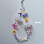 ☁️💕スマイルくもストラップ　ビーズ　アクセサリー　ストラップ　iPhoneケース iPhoneストラップ プラパーツ　レジンアクセサリー　ビーズアクセサリー