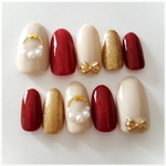 リボンフープピアスネイルチップbordeaux