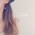 １粒コットンパール×フープ✳︎ピアス✳︎イヤリング