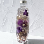 【枯れないお花のギフト】ハーバリウム【No.041】purple gold パープル ゴールド バラ カスミソウ アジサイ