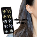 耳ツボjewelry 耳ツボシール　貼るピアス　耳つぼアクセサリー　チタン粒　セラミック粒　リボン　ハート　シルバー　ゴールド