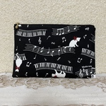 ５周年記念セール・カード入れ付きフラットポーチ☆ネコちゃんと楽譜　¥700→¥400