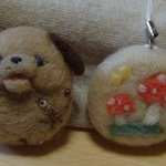 ぶさわんちゃんブローチときのこストラップのセット＊