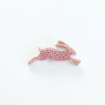 ウサギのビーズ刺繍ブローチ  (pink)