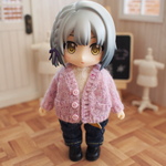 シンプルカーディガン(ピンク・ポケットあり)＊ねんどろいどどーる・オビツ11・ミキちゃんマキちゃん＊アウトフィット