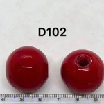 赤ガラス　トンボ玉　約24mm、2個セット