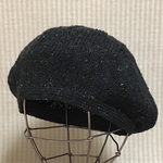 ☆訳あり特価☆春夏🍀ネップ入りコットン🌿ツイードで編んだシンプルベレー帽/ナチュラルブラック/再販