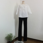 春夏の黒・ストレッチコットンのスリムストレートパンツ（股下調整無料）