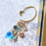 月刻の耳飾り/イヤーフック【color.アクアマリン】片耳用/金具:ゴールド
