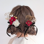 black×red ベロアリボン 髪飾り ドライフラワー ヘアアクセサリー ヘアパーツ 成人式 卒業式 結婚式 七五三 RC204