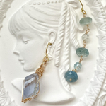 アクアマリン　原石　ピアス(天然石　天然石アクセサリー　ワイヤーアクセサリー　3月誕生石 14kgfフック )