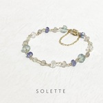 14KGF-après la pluie-タンザナイト、フローライト、ラブラドライト、ブルージルコン、プレナイト、グレーオニキスのブレスレット