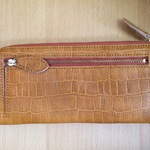 R様別注作品　牛革クロコ型押し オレンジのスリムなお財布