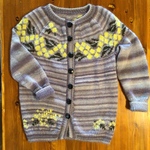 ★手編み★  丸ヨークカーディガン　ミモザ　セミロング　【送料込み！】Lサイズ