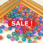  【SALE早い者勝ち】50コ入り！8mm マルチカラー クラックドガラスビーズ