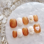 推し活、お呼ばれ、卒業式 様々使える♡【オーダー】ぷっくりフラワーネイル ベリーショート ネイルチップ 22 推しネイル ネイルチップ マグネットネイル