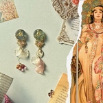   【絵画モチーフ】【1way】ミュシャ「モエ・エ・シャンドン ホ アンペリアル」イヤリング・ピアス