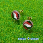 バレーボールピアス⭐︎貼付タイプ　（赤緑柄）