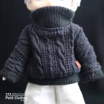 【即納】オビツ11サイズ★ハイネックアランニットデザインセーター（ブラック）