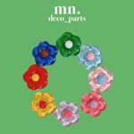 【1つ25円】まとめパック　デコパーツ　ハンドメイド　花　フラワー　クリア　レトロ　バイカラー