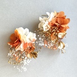 【natural orange×gold】ドライフラワー　ピアス イヤリング　ブライダル ウェディング 成人式