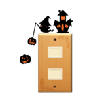 ハロウィンおばけとカボチャのウォールステッカー(オレンジ)