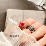【こゆび姫🌹】赤 レッド ローズ マイクロミニ薔薇 ドライフラワー 花びら 鉱石 クリア 氷 フリーサイズ ピンキーリング