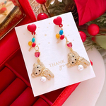 一点限定❣️クリスタル くまさん( ◍•㉦•◍ ) ハンドメイド ピアス
