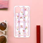 【minne'sセレクト掲載！】チューリップとリボンのスマホケース iPhoneケース 全機種対応 名入れ可　選べるカラー