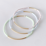 BO29 Two tube beads 14kgf ゴールド ビーズ ブレスレット ゴム製