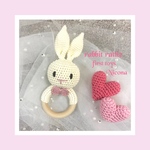🧸新生児から使えるラトル🧸rabbit rattle☆新生児☆出産祝い☆うさぎさんガラガラ☆ヘアクリッププレゼント中☆うさぎさんのリボンの色替えられます🧸赤ちゃんプレゼント🎁