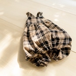 【MSサイズ】　犬服　サロペット　チェック　柄　ベージュ　　かぼちゃパンツ　ロンパース　つなぎ　ズボン　パンツ　カバーオール　春　秋　冬　おしゃれ　かわいい　ドッグウェア