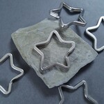 [1pcs] オール ステンレス 約35mm 2重リング キーリング スター 金属アレルギー対応