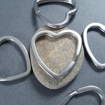 [1pcs] オール ステンレス 約31mm 2重リング キーリング ハート 金属アレルギー対応