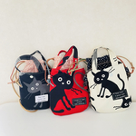 スマホポーチ/ショルダー、巾着バッグ、ポーチ猫、巾着(受注制作)
