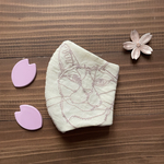 ねこマスク♪  ネコ刺繍♪ 裏地も可愛い桜色　手縫い　