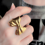 【ifumé】BigRibbonRING サージカルステンレス 金属アレルギー対応 サイズ調整可能♪GOLD