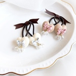 🤎🎀ゆらゆらリボンのヘアゴム/ベビーヘアゴム キッズヘアゴム ハート　ヘアゴム お花ヘアゴム　誕生日 お祝い 出産祝い プレゼント プチギフト 赤ちゃん ヘアゴム