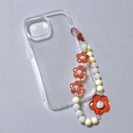 フラワー　ビーズストラップ　ハンドストラップ　スマホストラップ　デコストラップ　🍄　by SS