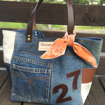 S様オーダー品60's ginza cube bag＜デニムリメイク>Mサイズ　バンダナ27オレンジ