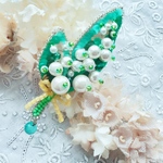 クラシカルすずらんブローチ　オートクチュール刺繍